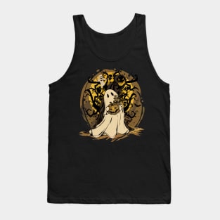 Halloween Pumpkin, Ghosts and  Skeletons Graphic Tank Top